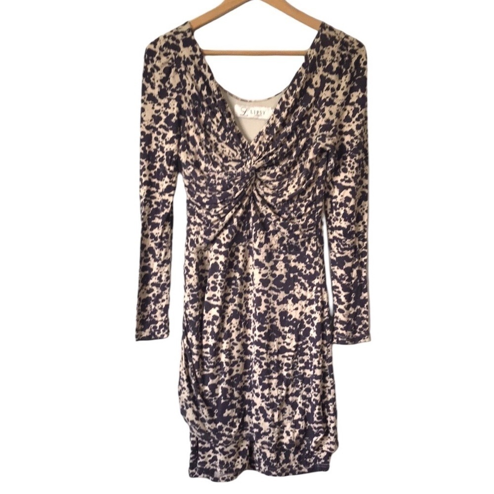 Lipsy Jersey Long Sleeve Knot Front Shirt Dress size 12